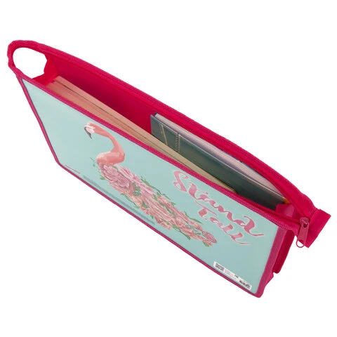 Папка для тетрадей ЮНЛАНДИЯ А4, 1 отделение, картон/пластик, глиттер, молния