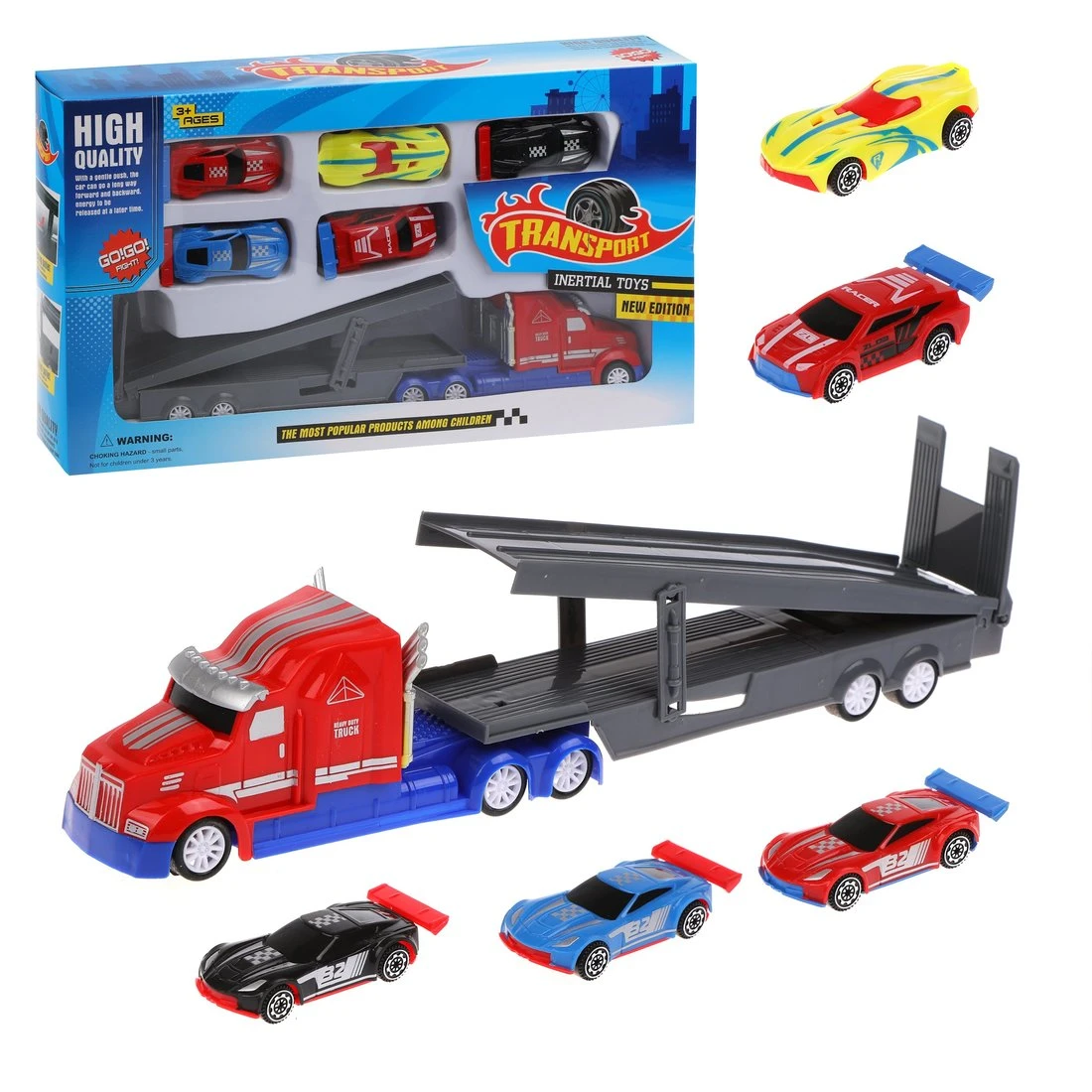 Игровой набор Автовоз, в комплекте: автовоз инерц., машины без механизма 5шт.
