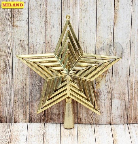 Новогоднее украшение Верхушка на ёлку Звезда, золотая, 23 см НУ-4399
