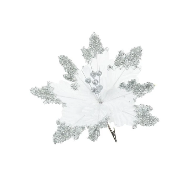 Украшение Цветок Светлый с сер блест,на клипсе арт.88898