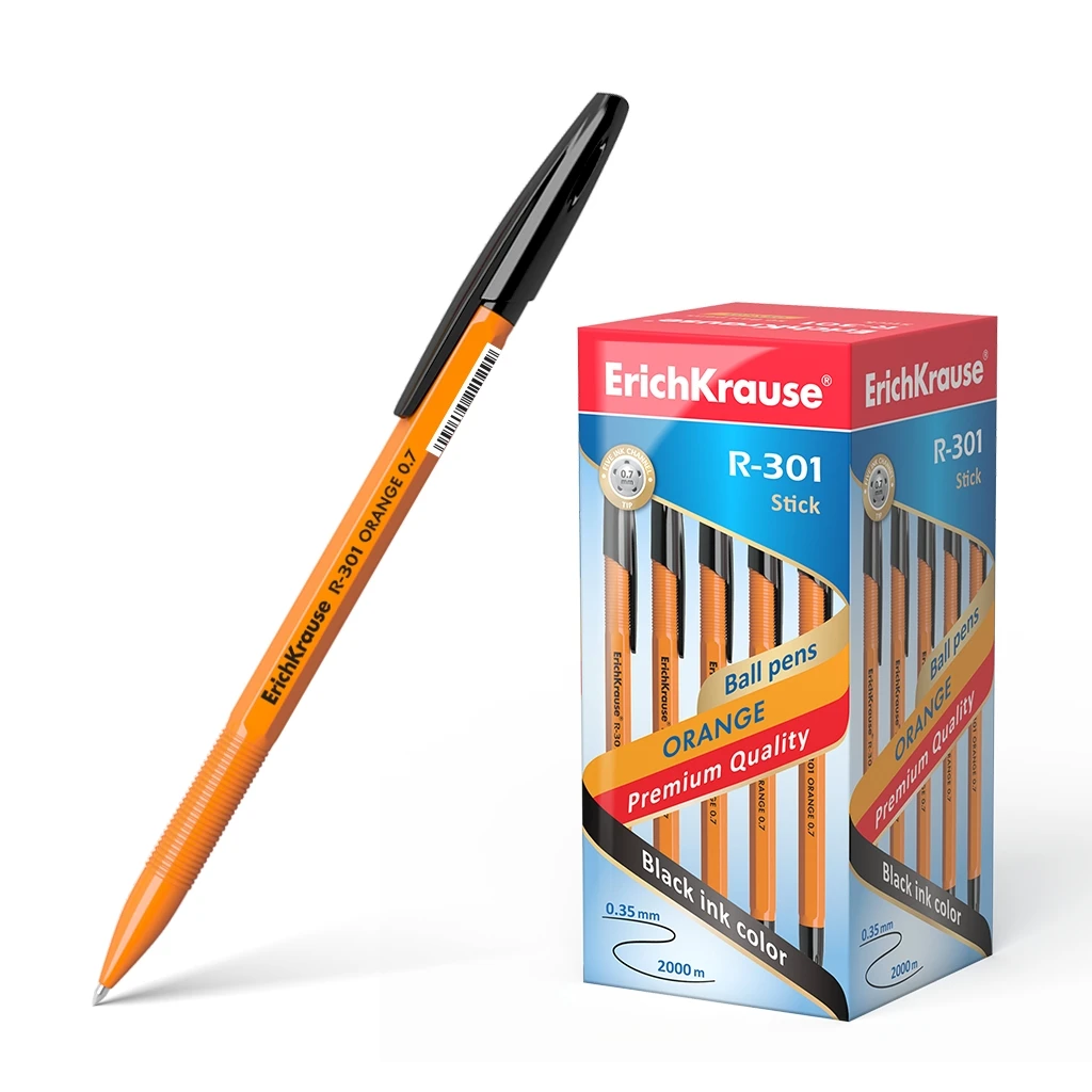 Ручка шариковая ErichKrause® R-301 Orange Stick 0.7, цвет чернил черный (в