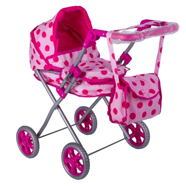 Коляска-люлька для кукол, со складной крышей, с фиксаторами ручки, с сумочкой,
