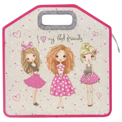 Папка с ручками ЮНЛАНДИЯ, 1 отделение, пластик, 35х34х13 см, молния сверху,