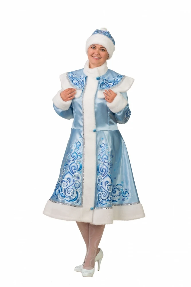 Снегурочка аппликация голубая сатин (для взрослых) р.50-52 197