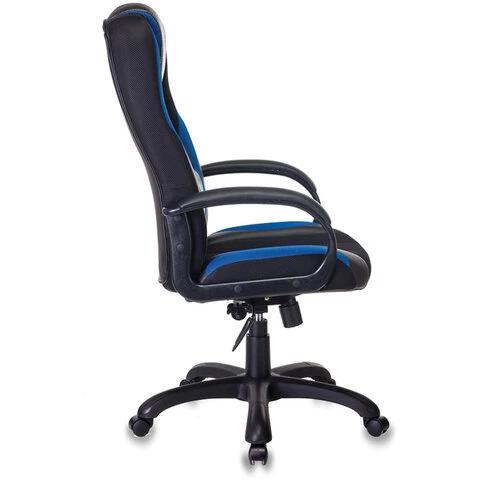 Кресло компьютерное VIKING-9/BL+BLUE, подушка, экокожа/ткань, черное/синее