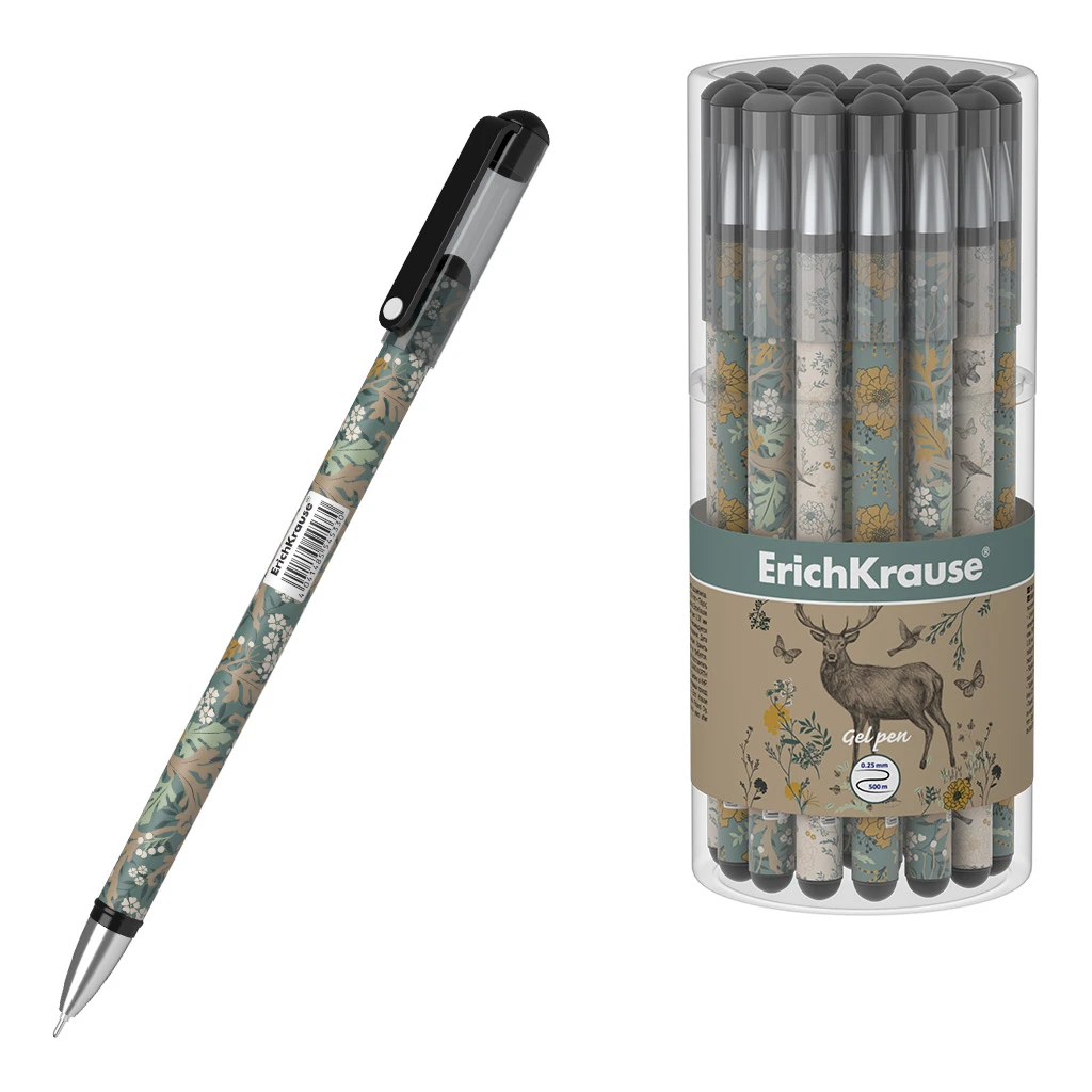 Ручка гелевая ErichKrause® Natural Life Stick, цвет чернил черный (в тубусе по