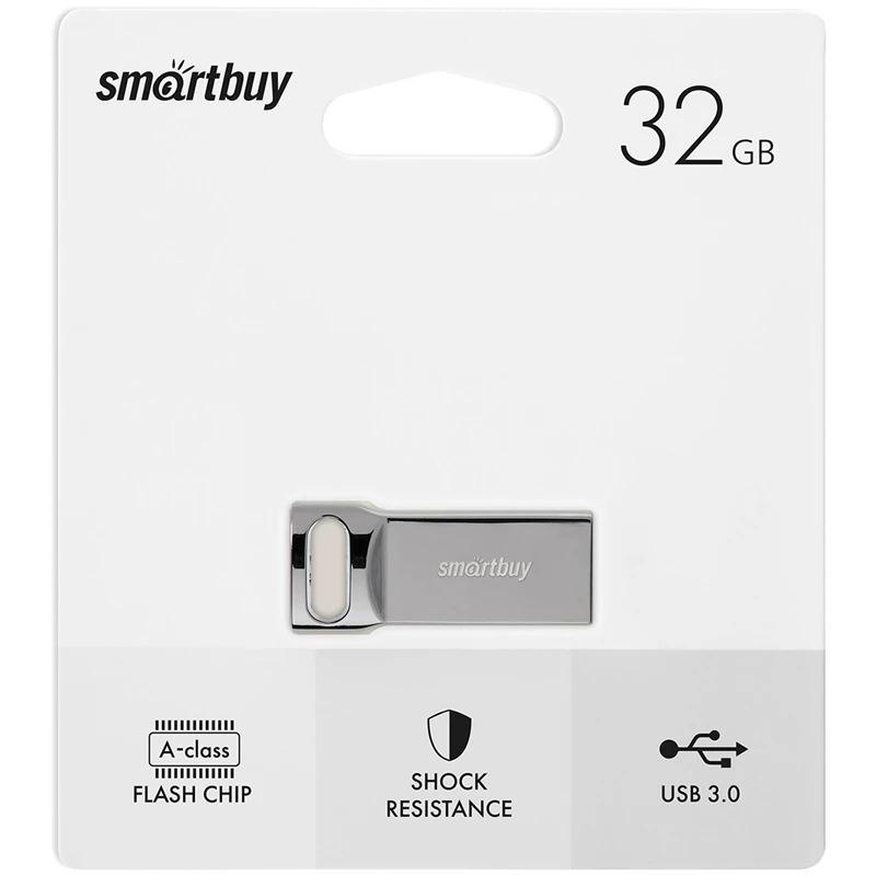 Память Smart Buy "M2" 32GB, USB 3.0 Flash Drive, серебристый (металл.