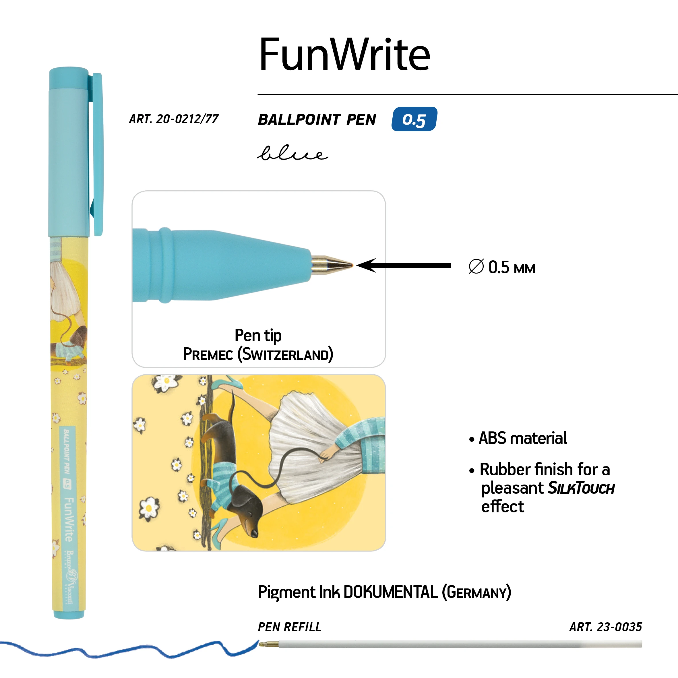 РУЧКА "FunWrite. Городская прогулка. Такса" ШАРИКОВАЯ, 0.5 ММ, СИНЯЯ