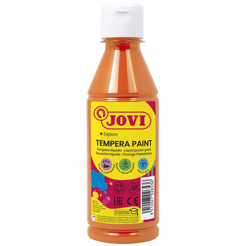 Гуашь JOVI, с повышенным содержанием пигмента, оранжевая, 250мл Гуашь JOVI, с повышенным содержанием пигмента, оранжевая, 250мл