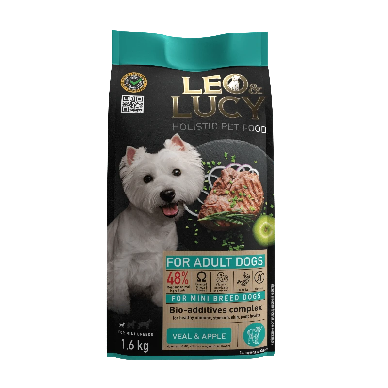 LEO&LUCY сухой холистик корм полнорационный для взрослых собак мелких пород с