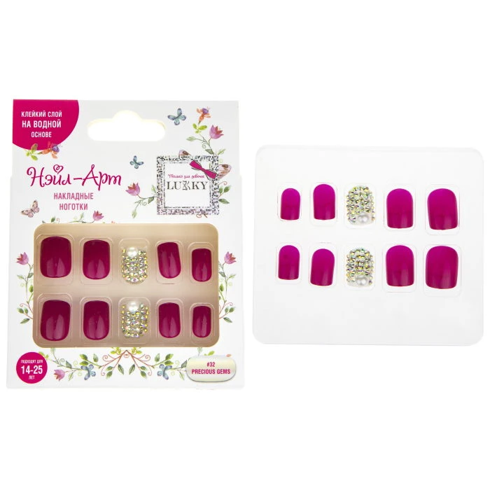 Lukky Нэйл-Арт набор #32 Precious Gems 10 накладных ногтей на клеевой основе,