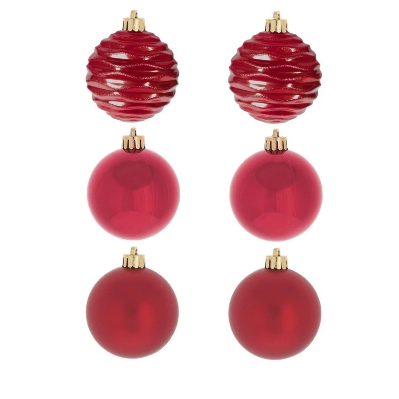 Набор украшений Шар Карнавал красок 6 штук, D6см, красный, L17,5W6H11,5 см Набор украшений Шар Карнавал красок 6 штук, D6см, красный, L17,5W6H11,5 см