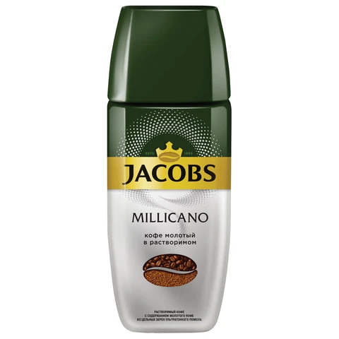 Кофе молотый в растворимом JACOBS "Millicano", сублимированный, 95 г,
