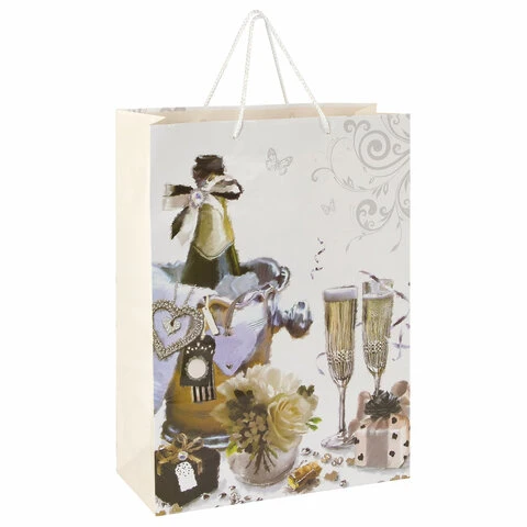 Пакет подарочный 33x12,7x44,7 см, ЗОЛОТАЯ СКАЗКА "Свадебный",