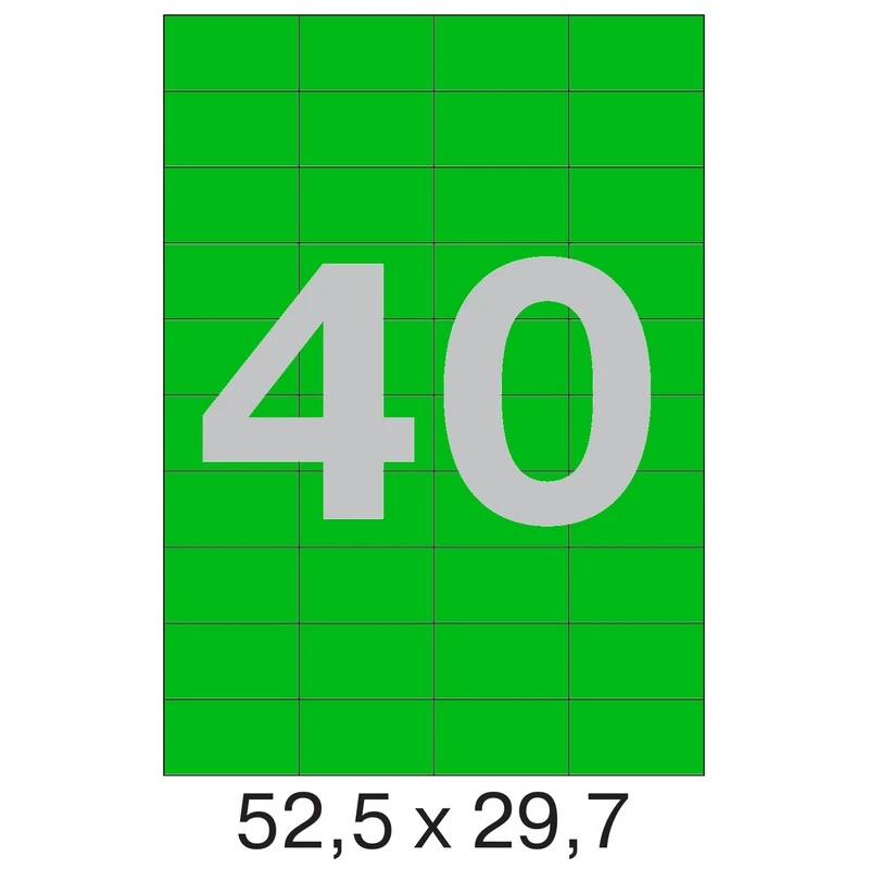 Этикетки самоклеящиеся Office Label 52,5х29,7 мм / 40 шт/л А4, зел  50л/уп