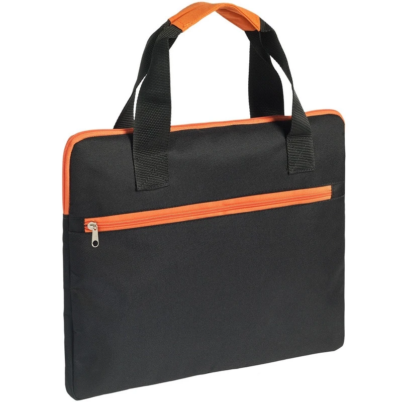 Конференц-сумка Unit Сontour, черная с оранжевой отделкой 7593.20