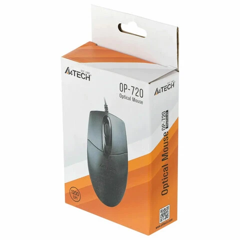 Мышь проводная A4TECH OP-720, USB, 2 кнопки + 1 колесо-кнопка, оптическая,