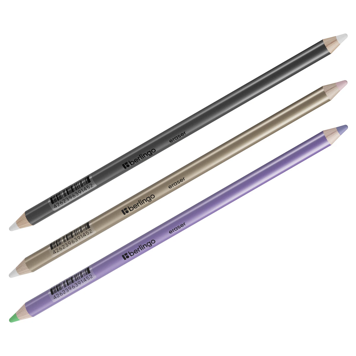 Ластик-карандаш Berlingo "Eraze 870", двухсторонний, круглый, цвета