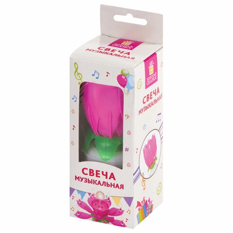 Свеча музыкальная для торта "Цветок", 14,5 см, вращающаяся, 14