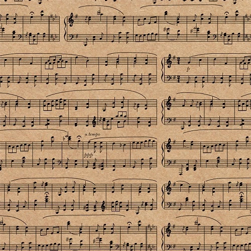 Упаковочная KRAFT бумага Ноты (1 л в рулоне, 70 Х 100 см) УБ-2180