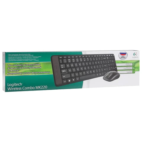 Набор беспроводной LOGITECH Wireless Desktop MK220, клавиатура, мышь 2 кнопки +