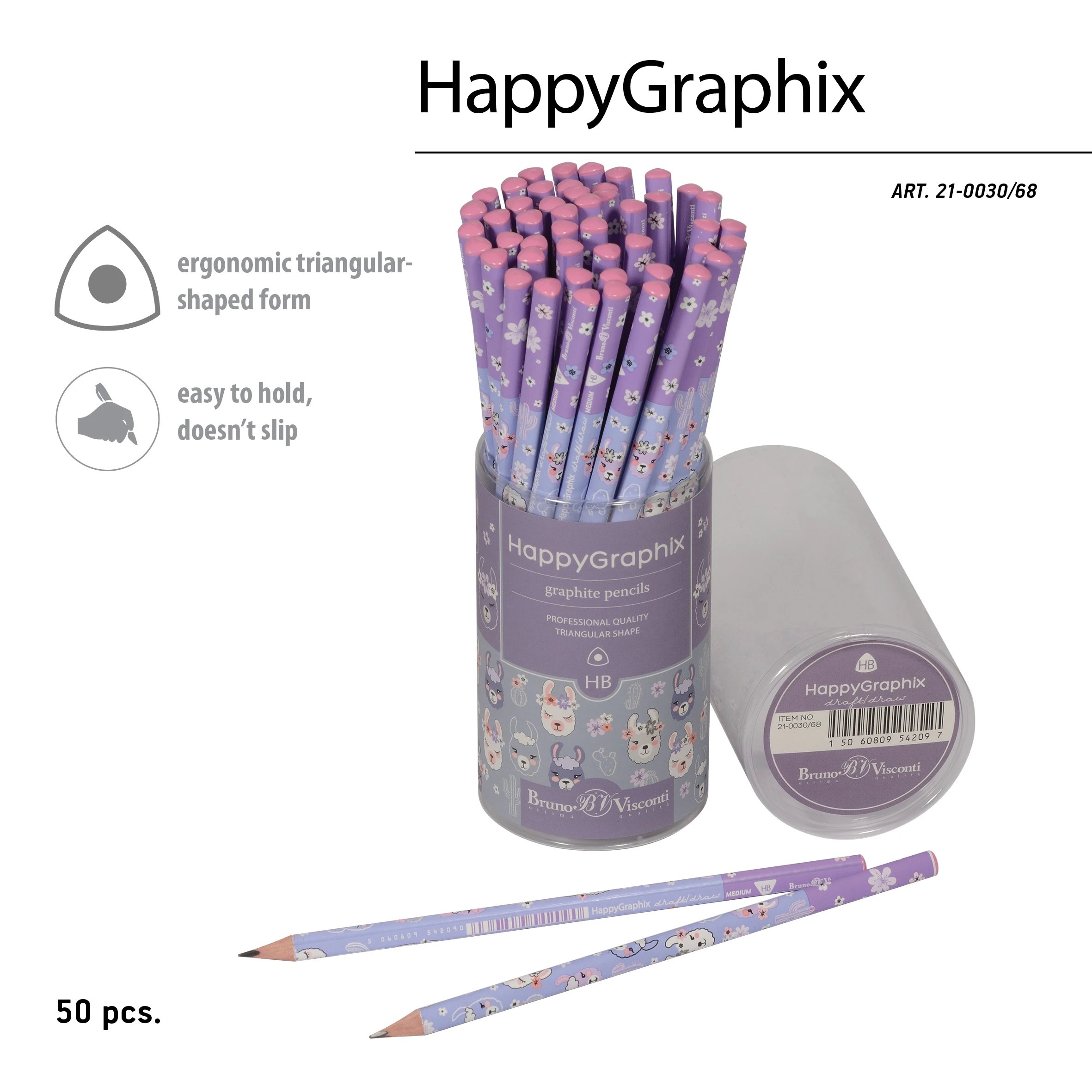 КАРАНДАШ ЧЕРНОГРАФИТОВЫЙ "HappyGraphix. Цирк. Ламы" НВ