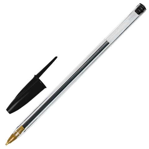 Ручка шариковая STAFF "Basic BP-01", письмо 750 метров, ЧЕРНАЯ, длина