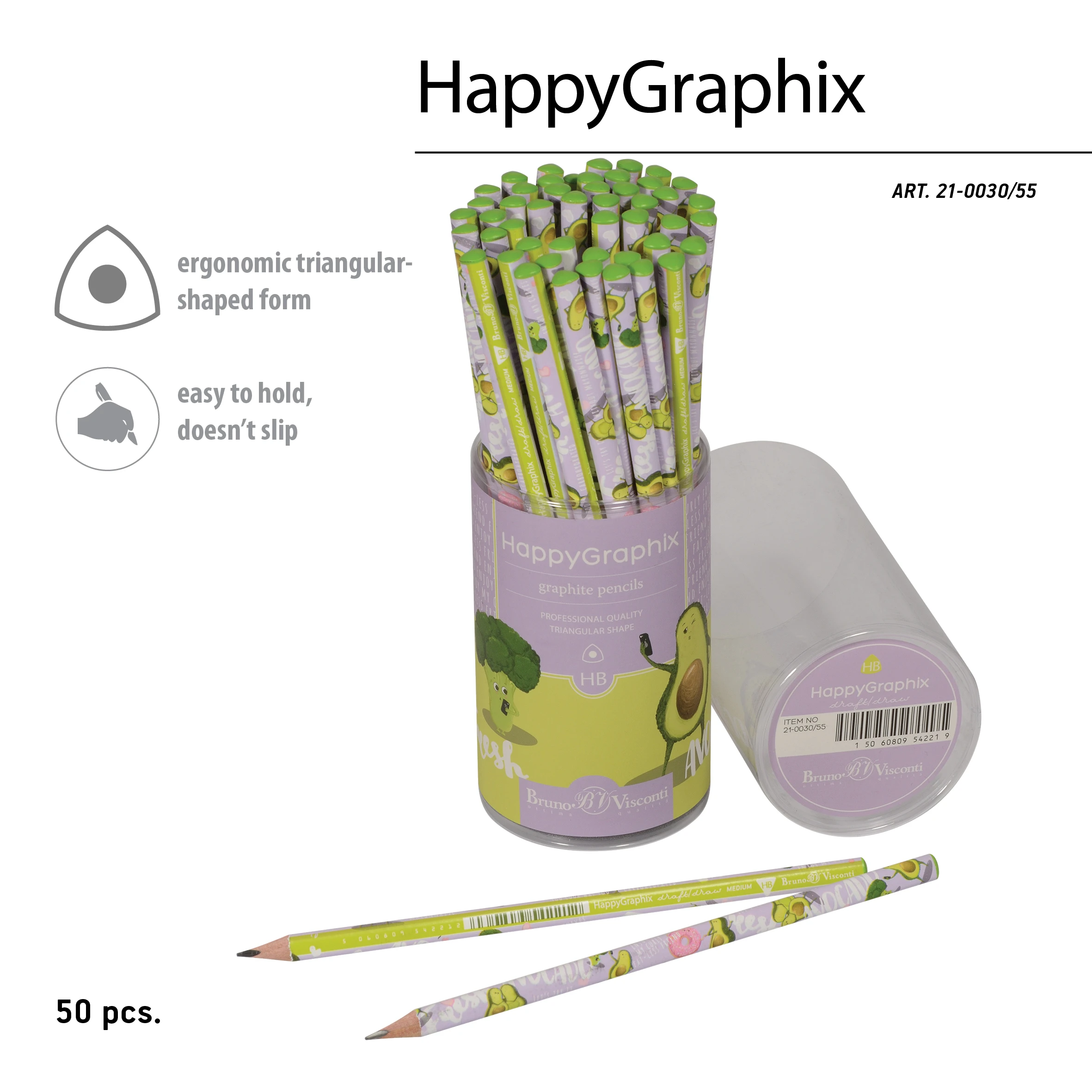 КАРАНДАШ ЧЕРНОГРАФИТОВЫЙ "HappyGraphix. Авокадо. Селфи" НВ