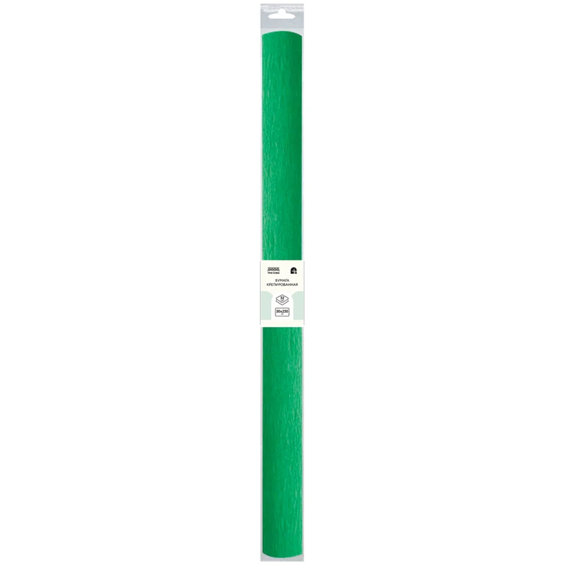 Бумага крепированная ТРИ СОВЫ, 50*250см, 32г/м2, зеленая, в рулоне, пакет с