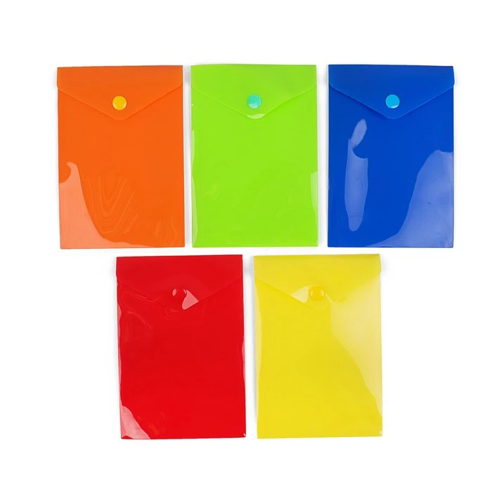 Папка-конверт на кнопке Calligrata А6, 180 мкр, вертикальная, глянцевая, МИКС