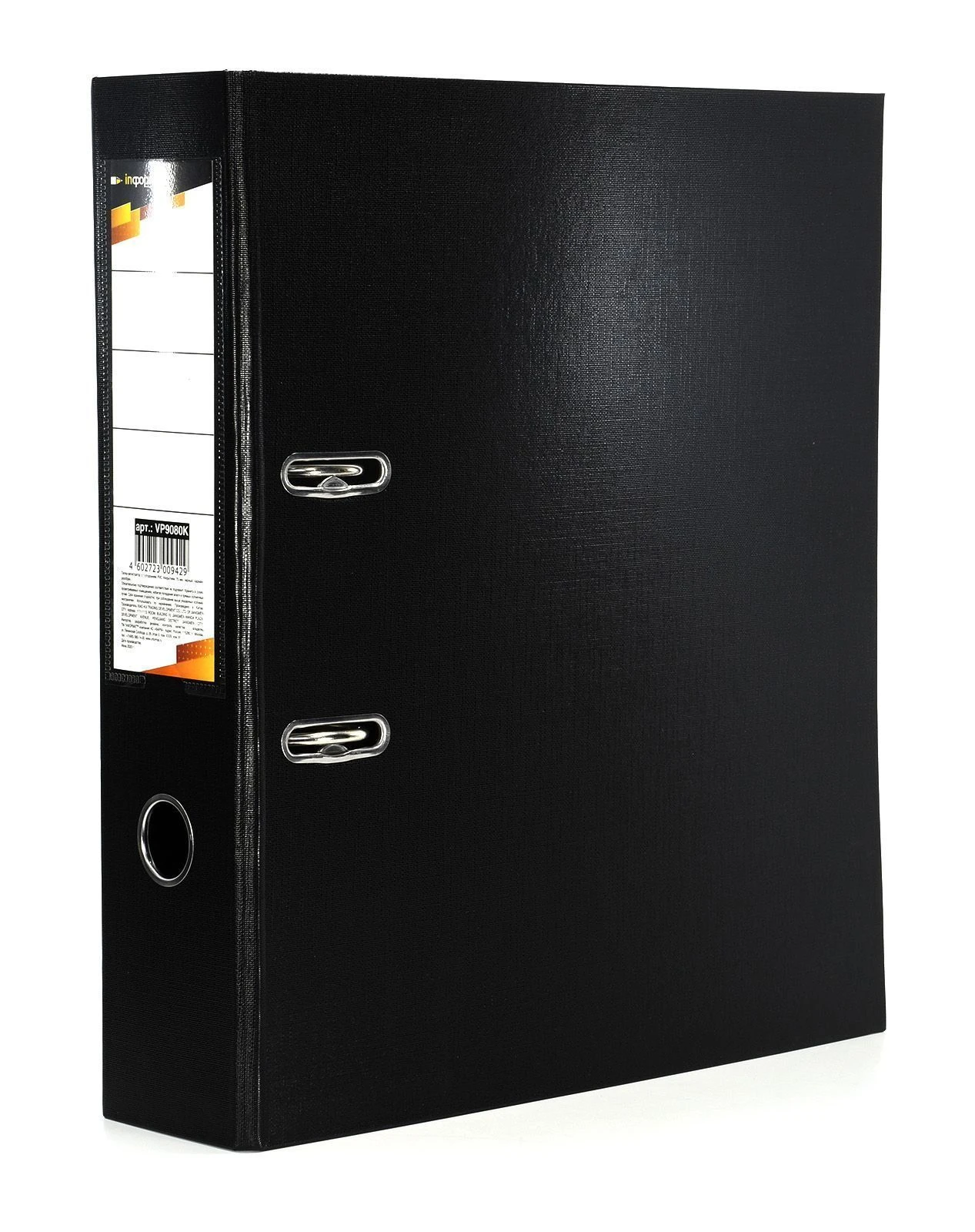 Папка-регистратор inФОРМАТ 75 мм одностор. PVC черный съемн. мех. карман для