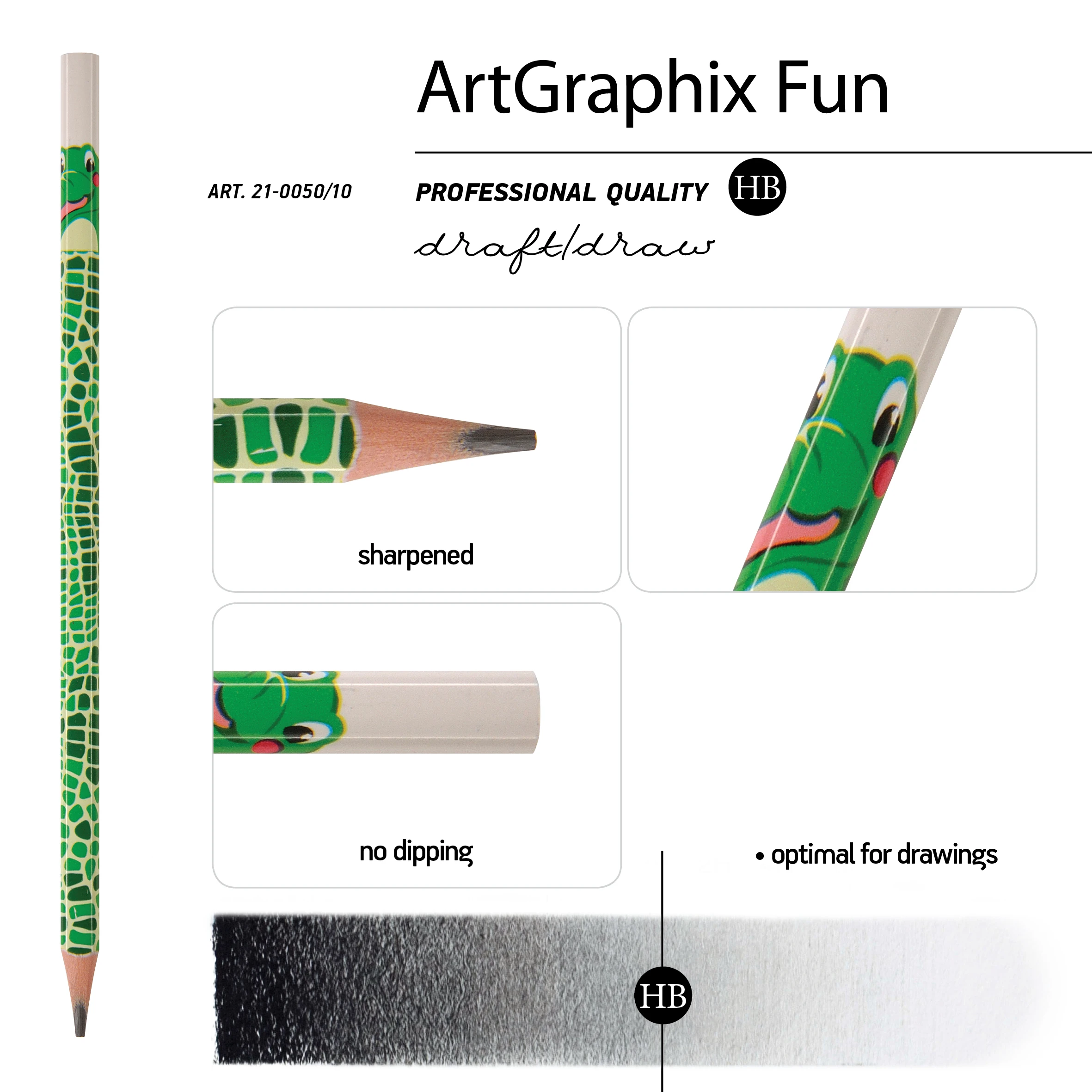 КАРАНДАШ ЧЕРНОГРАФИТОВЫЙ "ArtGraphix. Fun. Крокодил" НВ (пластиковый