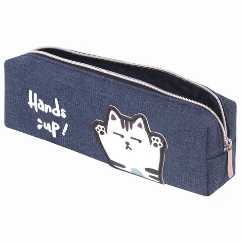Пенал ЮНЛАНДИЯ, 1 отделение, полиэстер, "Сat", синий, 19х4х6 см, Пенал ЮНЛАНДИЯ, 1 отделение, полиэстер, "Сat", синий, 19х4х6 см,