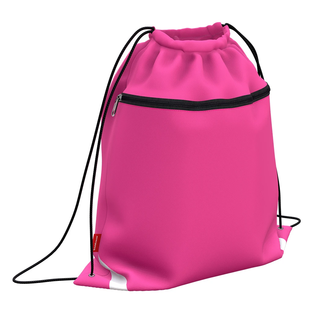 Мешок для обуви Erich Krause с карманом на молнии 500х410мм Neon Pink