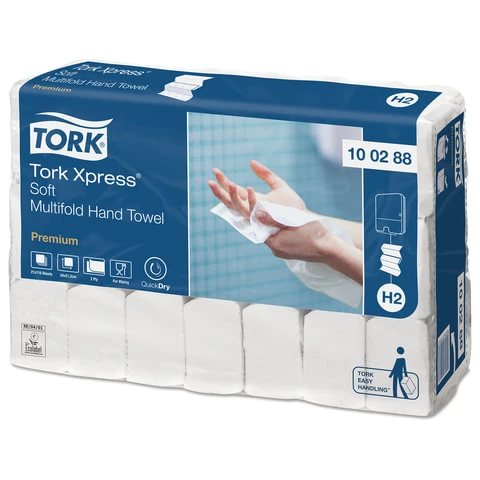 Полотенца бумажные 110 штук, TORK (Система H2) Premium, КОМПЛЕКТ 21 штука,