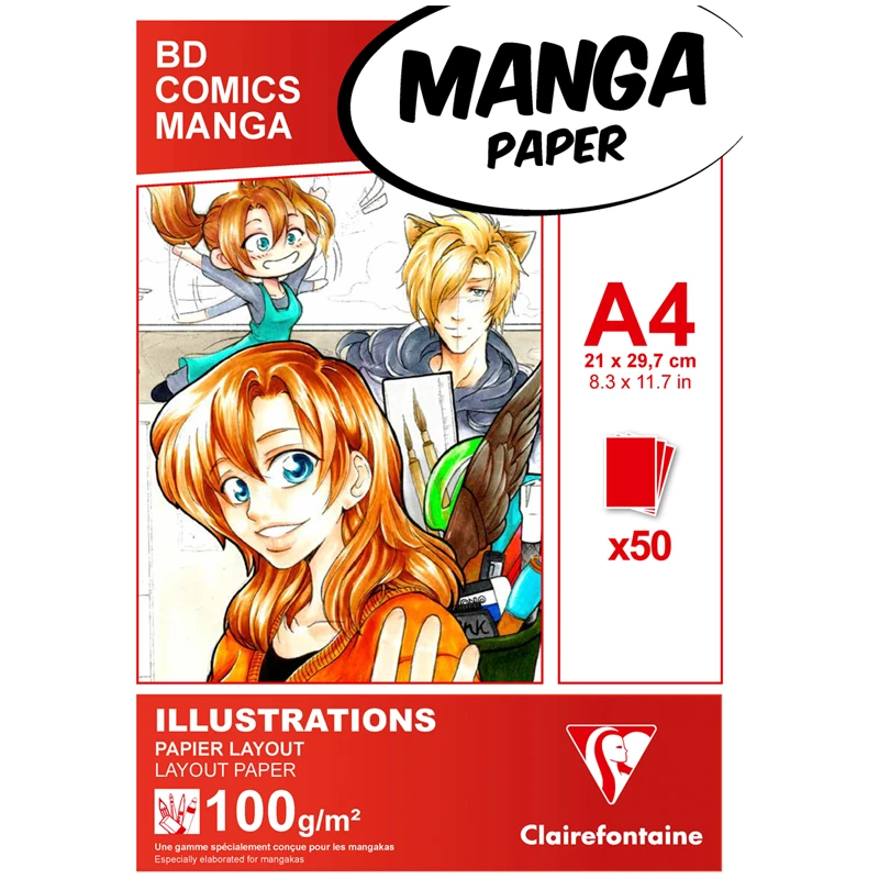 Скетчбук для маркеров 50л. А4, на склейке Clairefontaine "Manga