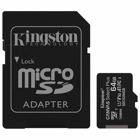 Карта памяти microSDXC 64 GB KINGSTON Canvas Select Plus, UHS-I U1, 100 Мб/с