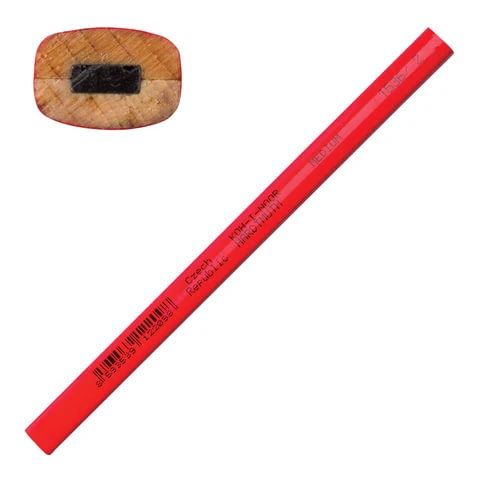 Карандаш столярный KOH-I-NOOR, 1 шт., НВ, грифель 5х2 мм, корпус красный,