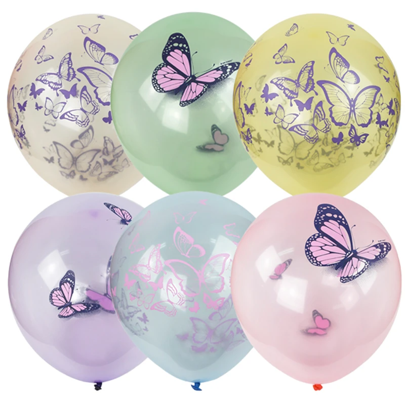 Воздушные шары,   25шт., М12/30см, ПатиБум "Кристалл Bubble. Бабочки",