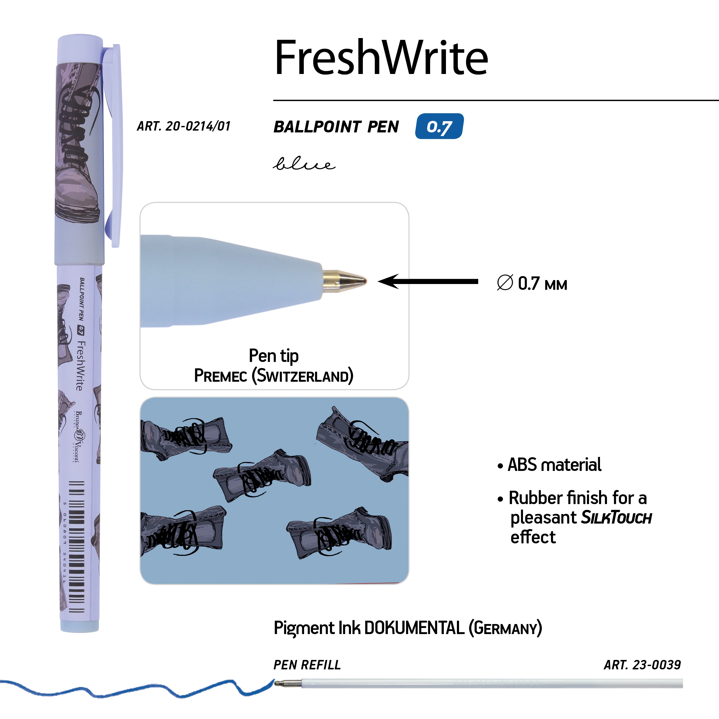 РУЧКА "FreshWrite. Boots. Синие ботинки", ШАРИКОВАЯ 0.7 ММ, СИНЯЯ