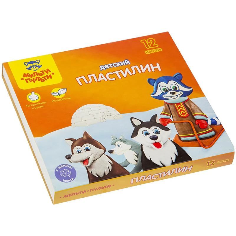 Пластилин "Енот на Аляске" 12 цветов, 180гр, со стеком ДП_10235