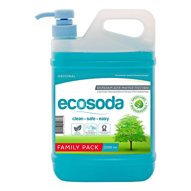 Средство для мытья посуды EcoSoda Original бальзам быстросмыв дозатор, 2л
