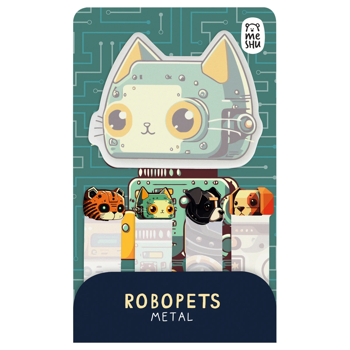 Флажки-закладки и самоклеящиеся блоки в наборе MESHU "Robopets metal",