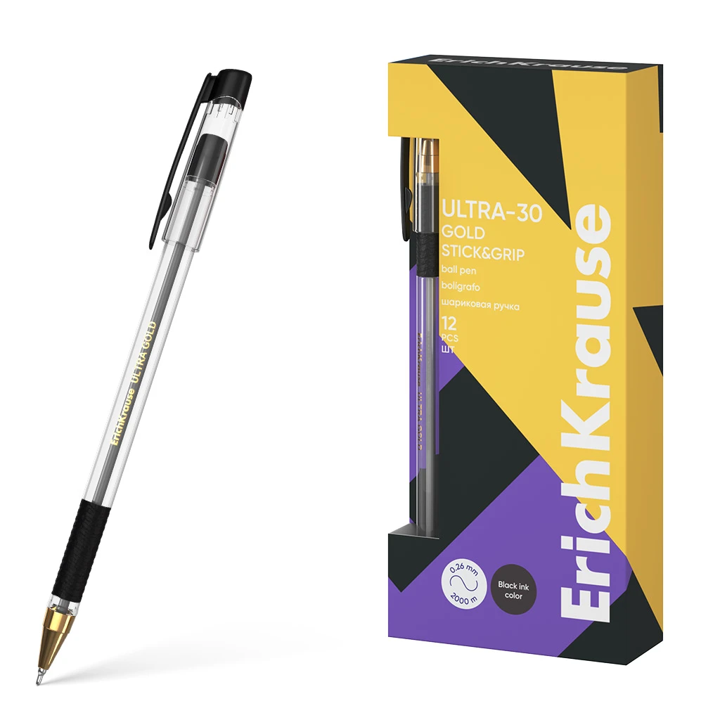 Ручка шариковая Erich Krause ULTRA-30 Gold Stick&Grip Classic 0.7, Super Glide