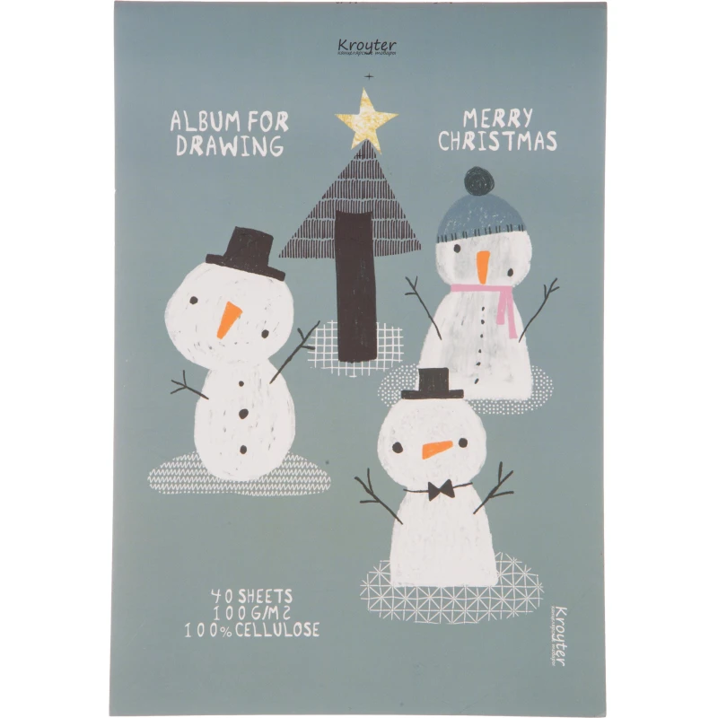Альбом для рисования Kroyter А4 40 листов, склейка, Christmas, 65994