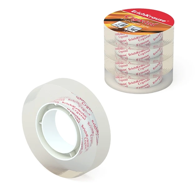 Клейкая лента Erich Krause Crystal, 12ммх33м (в пленке по 4 шт.)