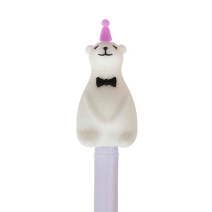 Ручка гелевая-прикол "Мишка вращающийся", корпус сиреневый