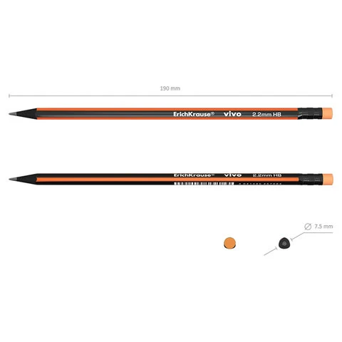 Карандаш чернографитный ERICH KRAUSE, 1шт., "Vivo", HB, черное дерево, Карандаш чернографитный ERICH KRAUSE, 1шт., "Vivo", HB, черное дерево,