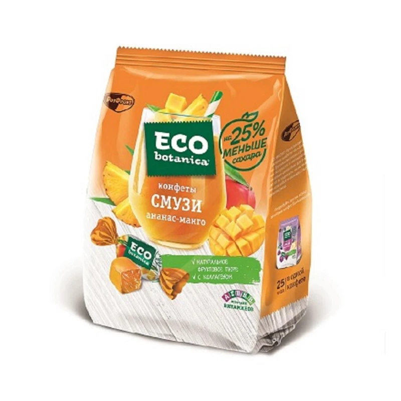 Мармелад конфеты Eco Botanica СМУЗИ Ананас Манго, 150г.