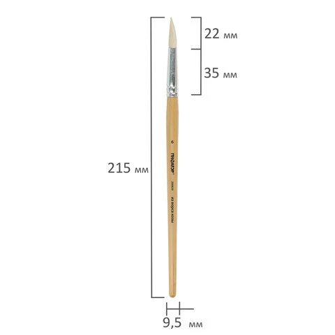 Кисть ПИФАГОР, из ворса козы, круглая, № 6, 200829